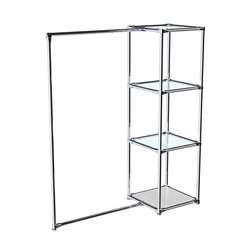 Хромированное вешало ЛИНИЯ №1-1 с полками стекло 6 мм, Ясень Анкор светлый - U31104