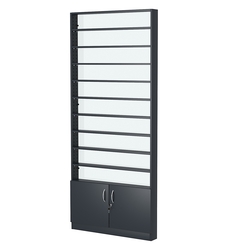 Стеллаж из ДСП с 10-ю полками 100x900 мм серии LEVEL-10 №8-1 (З/C - СТЕКЛО), Антрацит