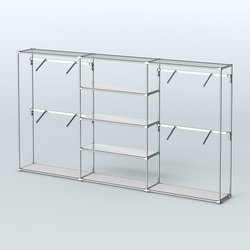 Торговая система ХРОМ без ДСП 3600 мм с зеркальными полками и поручнями №5, Серый