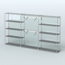 Торговая система ХРОМ (задняя стенка - стекло) 3600 мм с полками ДСП и поручнями №6, Черный