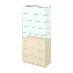 Прилавок с верхним стеклянным каркасом Селена-9, Крем Вайс