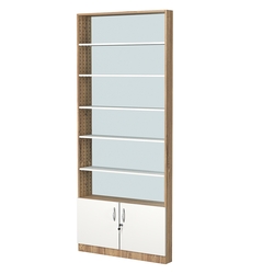 Стеллаж из ДСП с 5-ю полками 100x900 мм серии LEVEL-5 №8-2 (З/C - ЗЕРКАЛО), Дуб Канзас коричневый + Белый