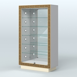 Низкая торговая витрина с декором НБА-507С, Серый + Крем Вайс