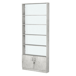 Стеллаж из ДСП с 4-мя полками 150x900 мм серии LEVEL-4 №9-1 (З/C - СТЕКЛО), Метрополитан Грей