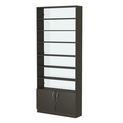 Стеллаж из ДСП с 6-ю полками 250x900 мм серии LEVEL-6 №11-1 (З/C - СТЕКЛО), Черный