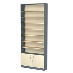 Стеллаж из ДСП с 7-ю полками 200x900 мм серии LEVEL-7 №10 (З/C - ДВП), Темно-серый + Крем Вайс