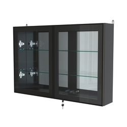 Витрина настенная №3-2А широкая с зеркалом серии Collecto, Черный