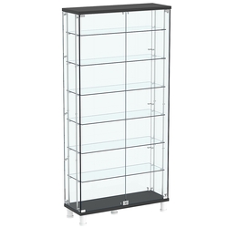 Витрина РОНДО с регулировочными полками №3-5-РЕГ на ножках (задняя стенка стекло), Черный
