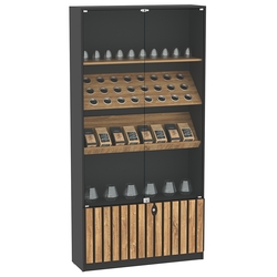 Витрина серии "Смок" №7, Черный + Дуб Канзас коричневый