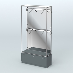 Торговая система ХРОМ (задняя стенка - зеркало) 1200 мм №3-1 с тумбой Т-11 и поручнями, Темно-Серый