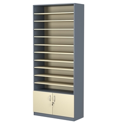 Стеллаж из ДСП с 10-ю полками 350x900 мм серии LEVEL-10 №13 (З/C - ДВП), Темно-серый + Крем Вайс