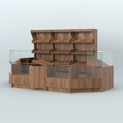 Пристенный павильон с недорогими прилавками для выкладки хлеба и выпечки №3, Орех