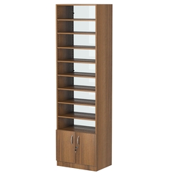 Стеллаж из ДСП с 8-ю полками 400x600 мм серии LEVEL-8 №7-1 (З/C - СТЕКЛО), Орех