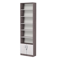 Стеллаж из ДСП с 5-ю полками 250x600 мм серии LEVEL-5 №4 (З/C - ДВП), Ясень Анкор темный + Ясень Анкор светлый