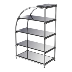 Хромированный стенд универсальный TD-06 (Т) с полками Зеркало 4мм, Черный