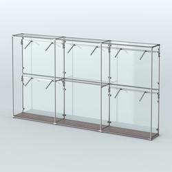 Торговая система ХРОМ (задняя стенка - стекло) 3600 мм с поручнями №9, Ясень Анкор темный