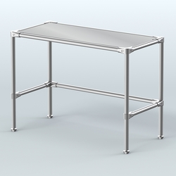 Стол средний D-42 с полкой зеркало 4мм, Ясень Анкор светлый