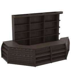 Комплект кассовой зоны со скосами и открытыми стеллажами большой №3-1, Дуб Венге