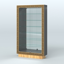 Низкая витрина с декором и узкими полками НБА-11, Черный и Дуб Золотистый U1148