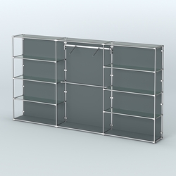 Торговая система ХРОМ (задняя стенка - ДСП) 3600 мм с прозрачными полками и поручнями №9, Темно-Серый