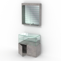 Комбинированный прилавок-витрина зеркальный КПВ-01-08, Бетон Чикаго светло-серый F186 ST9