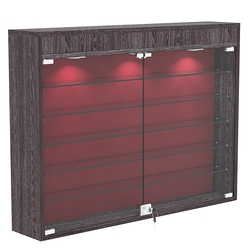 Настенная витрина с бархатом серии БАРОН №3-3А (пять полок), Ясень Анкор темный + 07 Red