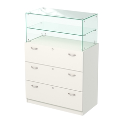 Прилавок из ДСП и стекла с выдвижными ящиками Селена-1, Белый