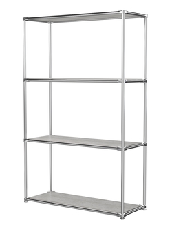 Хромированный стеллаж СТИЛЬ №1г с полками ДСП 16 мм, Метрополитан Грей