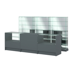 Комплект низких витрин ХП-11 и прилавков ЭК-3, Темно-Серый