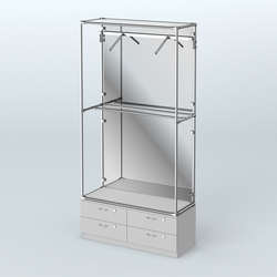 Торговая система ХРОМ (задняя стенка - зеркало) 1200 мм №4-2 с тумбой Т-14 и поручнями, Серый