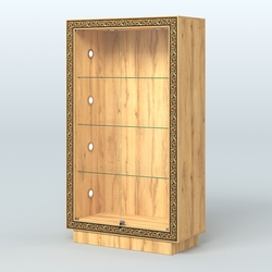 Низкая закрытая витрина с декором НБА-5С, Дуб Золотистый
