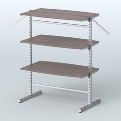 Система ЭЛЕГАНТ островная с шестью закруглёнными полками из ДСП №17б, Ясень Анкор темный