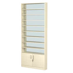 Стеллаж из ДСП с 8-ю полками 150x900 мм серии LEVEL-8 №9-2 (З/C - ЗЕРКАЛО), Крем Вайс