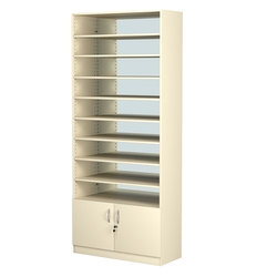 Стеллаж из ДСП с 8-ю полками 400x900 мм серии LEVEL-8 №14-2 (З/C - ЗЕРКАЛО), Крем Вайс