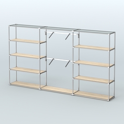 Торговая система ХРОМ без ДСП 3600 мм с полками ДСП и поручнями №6, Дуб Сонома