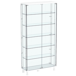 Витрина РОНДО с регулировочными полками №3-3-РЕГ на ножках (задняя стенка стекло), Белый