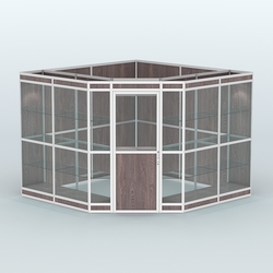 Павильон из профиля угловой №8в (9 кв.м), Ясень Анкор темный