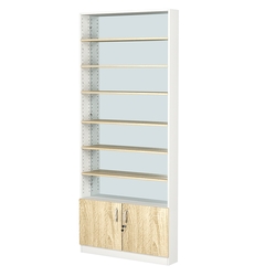 Стеллаж из ДСП с 6-ю полками 150x900 мм серии LEVEL-6 №9-2 (З/C - ЗЕРКАЛО), Белый + Дуб Сонома