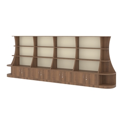 Пристенный низкий стеллаж ГАРАНТ №4, Орех + Крем Вайс