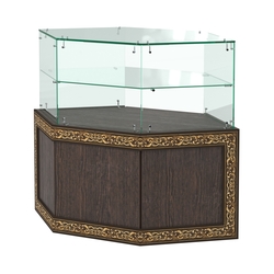 Стеклянный угловой прилавок с декором №СПБА-17, Дуб Венге