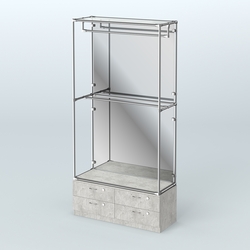 Торговая система ХРОМ (задняя стенка - зеркало) 1200 мм №1-2 с тумбой Т-14 и поручнями, Метрополитан Грей