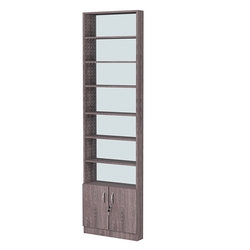 Стеллаж из ДСП с 6-ю полками 100x600 мм серии LEVEL-6 №1-2 (З/C - ЗЕРКАЛО), Ясень Анкор темный