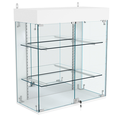 Витрина настенная НЕО №1А-3 с двумя полками и зеркалом, Белый