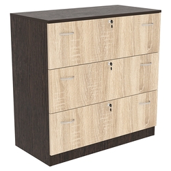 Тумба T-18 900мм (H-900мм c тремя выдвижными ящиками), Дуб Венге и Дуб Сонома