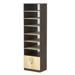 Стеллаж из ДСП с 6-ю полками 400x600 мм серии LEVEL-6 №7-2 (З/C - ЗЕРКАЛО), Дуб Венге + Дуб Сонома