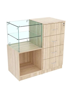 Прилавок двухсекционный Истра с квадратным накопителем №10+13, Дуб сонома