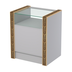 Недорогой прилавок с прозрачным верхом и декоративными молдингами №ПДМ-2-600, Серый