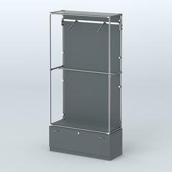 Торговая система ХРОМ (задняя стенка - ДСП) 1200 мм №4-1 с тумбой Т-11 и поручнями, Темно-Серый