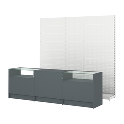 Комплект металлических стеллажей с перфорацией и прилавков ЭК-2, Темно-Серый