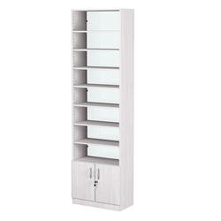 Стеллаж из ДСП с 7-ю полками 300x600 мм серии LEVEL-7 №5-1 (З/C - СТЕКЛО), Ясень Анкор светлый